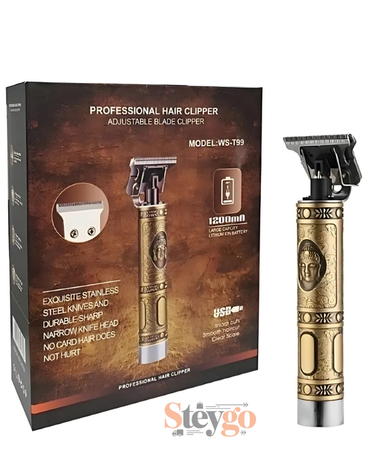 Kit Maquina Para Afeitar Cortar Barba Pelo Recargable Buda Color Dorado
